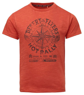 Noppies Hot Sauce red boys T-shirt with dark compass graphic, front view