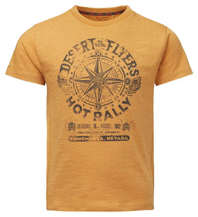 Noppies Amber Gold boys T-shirt with dark compass graphic, front view