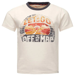 Noppies Garissa Antique White boys T-shirt with off-the-map graphic, front view