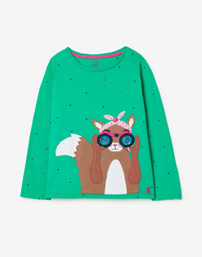 Joules Chomp Green Interactive Binocular Squirrel Top: front view with squirrel holding binoculars