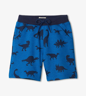 Hatley Dino Silhouettes boys terry shorts with drawcord waist, front view