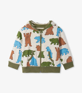 Hatley Fall Cubs reversible baby hoodie, bear-print side front