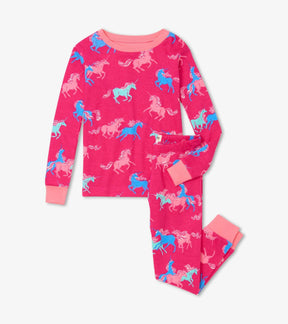 Hatley girls bright pink Frolicking Unicorns long-sleeve pajama top and pants set
