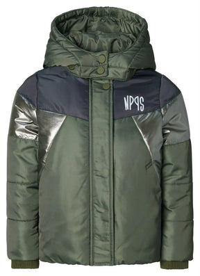 Noppies Nijega Deep Depths jacket with metallic silver shoulder panels, front view