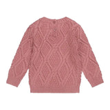 Girls Cable Sweatshirt Dark Old Pink | Koko-Noko - Koko-Noko