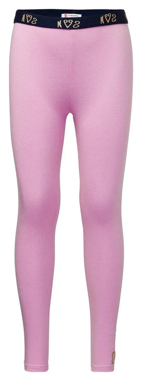 Noppies Grenoble bright pink girls leggings with branded waistband, front view
