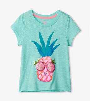 Hatley girls Party Pineapple cotton graphic tee, front product view