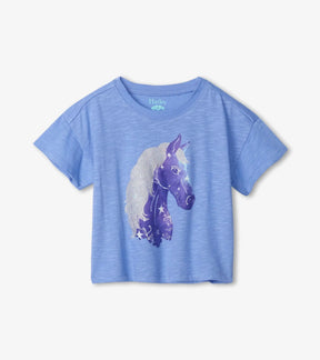 Hatley girls Starry Horse short sleeve cotton tee, front product view