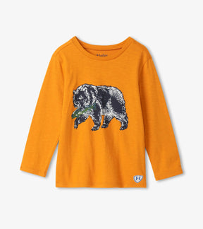 Hatley boys Grizzly Bear cotton long sleeve tee, front product view