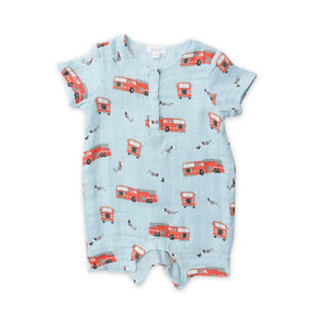 Angel Dear Fire Truck Dalmatians cotton Henley shortall front view