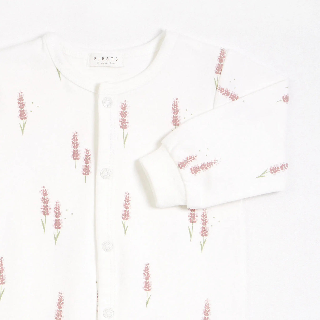 Lavender Print on Off-White Sleeper | Petit Lem - Jenni Kidz