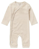 Taupe melange Nevis baby playsuit, alternate front product view