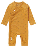 Noppies Noorvik baby playsuit in Honey Yellow dot print, front view