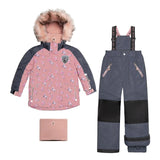 Mini Roses Two Piece Snowsuit With Printed Jacket Dusty Rose | DEUX PAR DEUX - DEUX PAR DEUX
