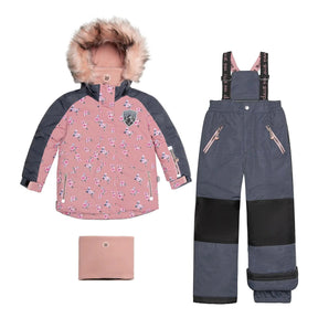 Deux par Deux girls Dusty Rose mini-roses two-piece snowsuit, alternate product view