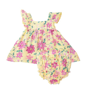 Angel Dear Clematis cotton muslin pinafore top and bloomer front view
