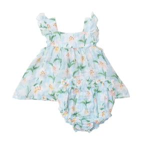 Angel Dear Lily cotton muslin pinafore set front view