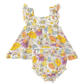 Angel Dear Wildflowers cotton muslin pinafore set front view