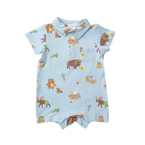 Angel Dear Wildlife on Vacation bamboo polo shortie front view
