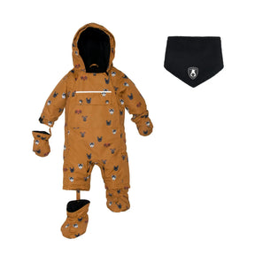 Deux par Deux baby yellow little-dogs one-piece snowsuit, alternate product view
