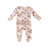 Ruffle Front Zipper Footie - Daisy Hearts | Angel Dear - Jenni Kidz