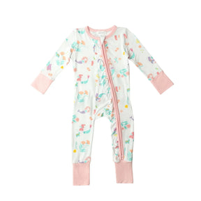 Angel Dear Mermaids bamboo ruffle zipper romper for baby girls, image 1