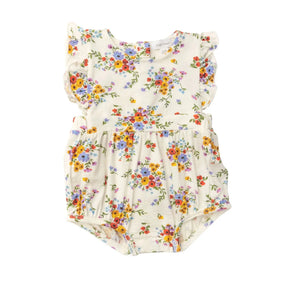 Angel Dear American Bouquet bamboo ruffle sunsuit for baby girls, image 1