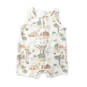 Angel Dear Joshua Trees cotton muslin shortie romper for baby boys, image 1