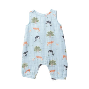 Angel Dear Cows cotton muslin sleeveless romper for baby boys, image 1