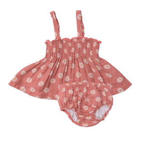 Angel Dear Daisy Dot cotton muslin smocked top and bloomer set for baby girls, image 1