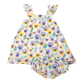 Angel Dear Pansies dress front view for girls