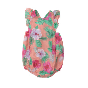 Angel Dear Hibiscus cotton muslin sunsuit for baby girls, image 1