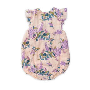 Angel Dear Lilacs cotton muslin sunsuit for baby girls, image 1