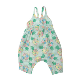 Angel Dear Pretty Pineapples Pink cotton muslin tie back romper for baby girls, image 1