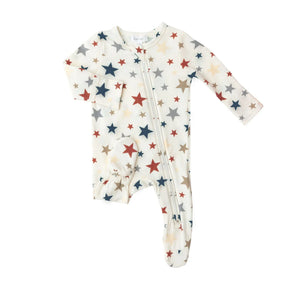 Angel Dear Star organic cotton two-way zipper footie for baby girls, image 1