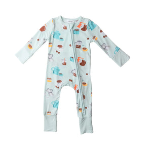 Angel Dear Coffee bamboo two-way zipper romper for baby boys - image 1