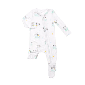 Angel Dear Bathtime Elephants bamboo zipper footie for babies - image 1