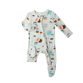Angel Dear Coffee bamboo zipper footie for baby boys - image 1