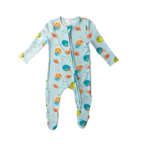 Angel Dear Football bamboo zipper footie for baby boys - image 2