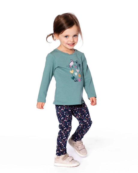 Jersey Leggings Navy Floral | Deux par Deux | Jenni Kidz