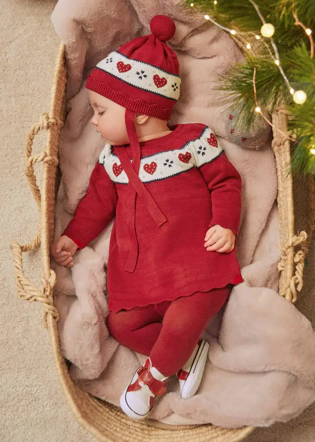 Knitted Baby Girls Dress With Hat - Mistletoe | Mayoral | Mayoral | Jenni Kidz