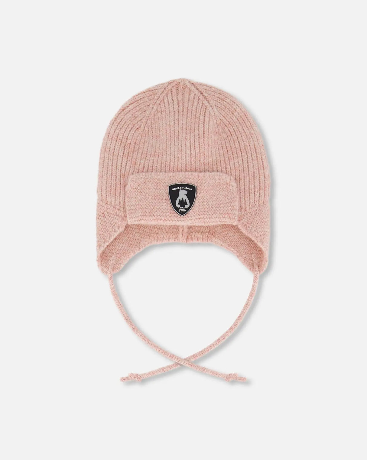 Lined Baby Knit Hat With Ears And Strings Dusty Pink | Deux par Deux | Jenni Kidz