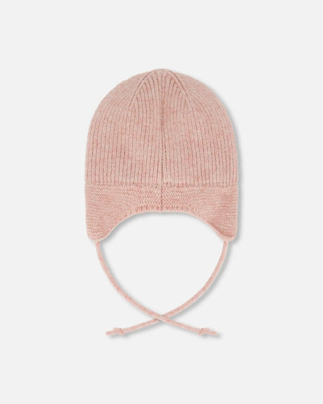 Lined Baby Knit Hat With Ears And Strings Dusty Pink | Deux par Deux | Jenni Kidz