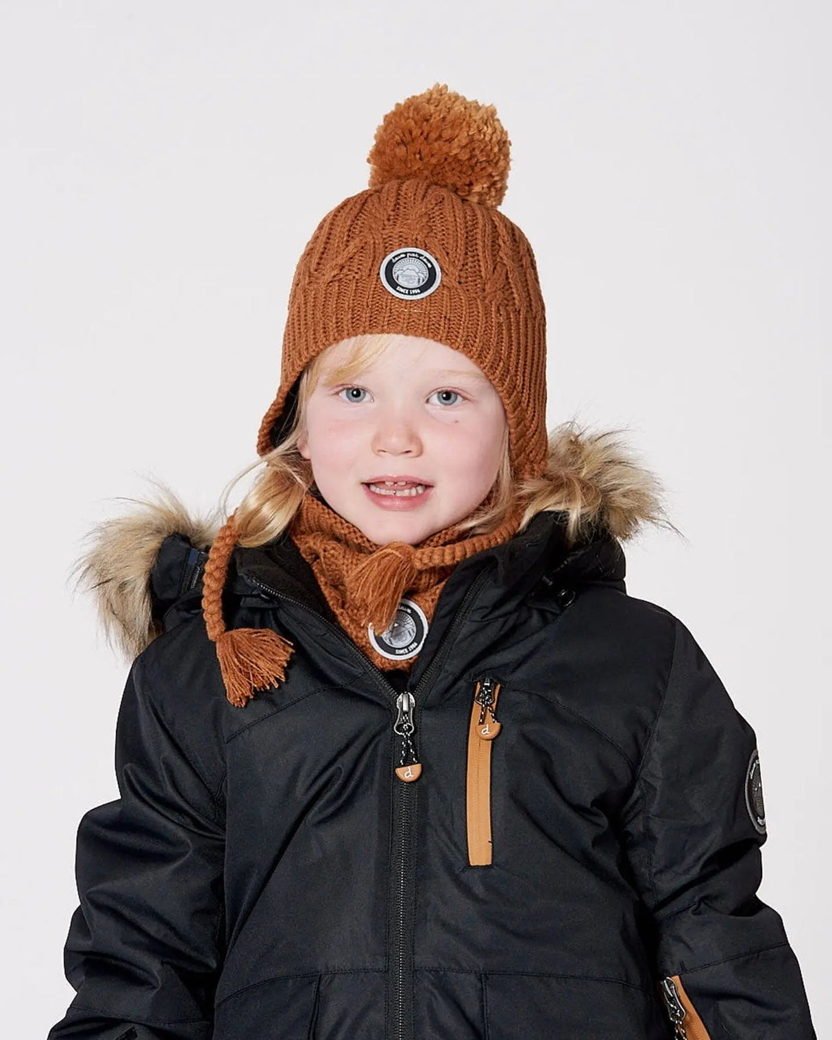 Lined Winter Hat With Pompom Brown Sugar | Deux par Deux | Jenni Kidz