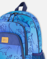 Little Kids Backpack Blue Gradient Dinosaur Print | Deux par Deux | Jenni Kidz