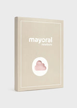 Gift box packaging for Mayoral newborn girl 3-piece knit set.