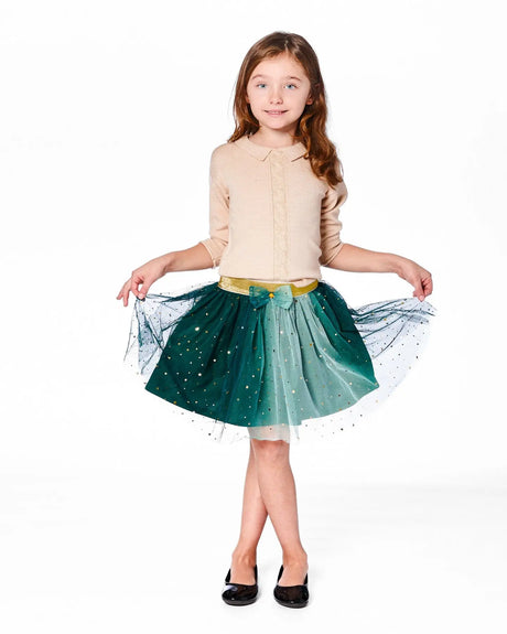 Mesh Skirt With Bow Forest Green | Deux par Deux | Jenni Kidz
