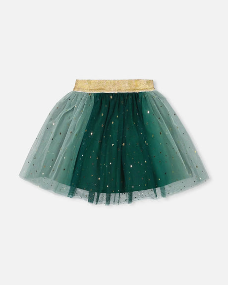 Mesh Skirt With Bow Forest Green | Deux par Deux | Jenni Kidz