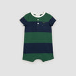 Navy and Racing Green Striped Henley Romper | Miles The Label | Miles The Label | Jenni Kidz