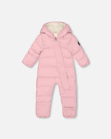 Deux par Deux Baby Cloud pink snowsuit one-piece – designed for car seat use